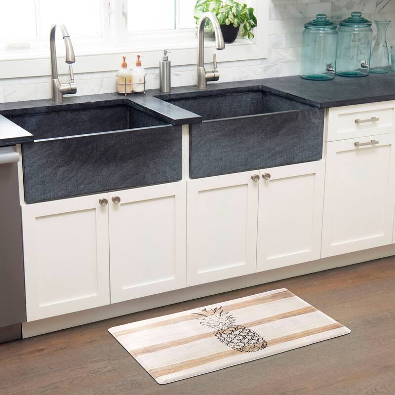 SoHome Cozy Living Pineapple Anti-Fatigue Kitchen Mat, Beige/Black