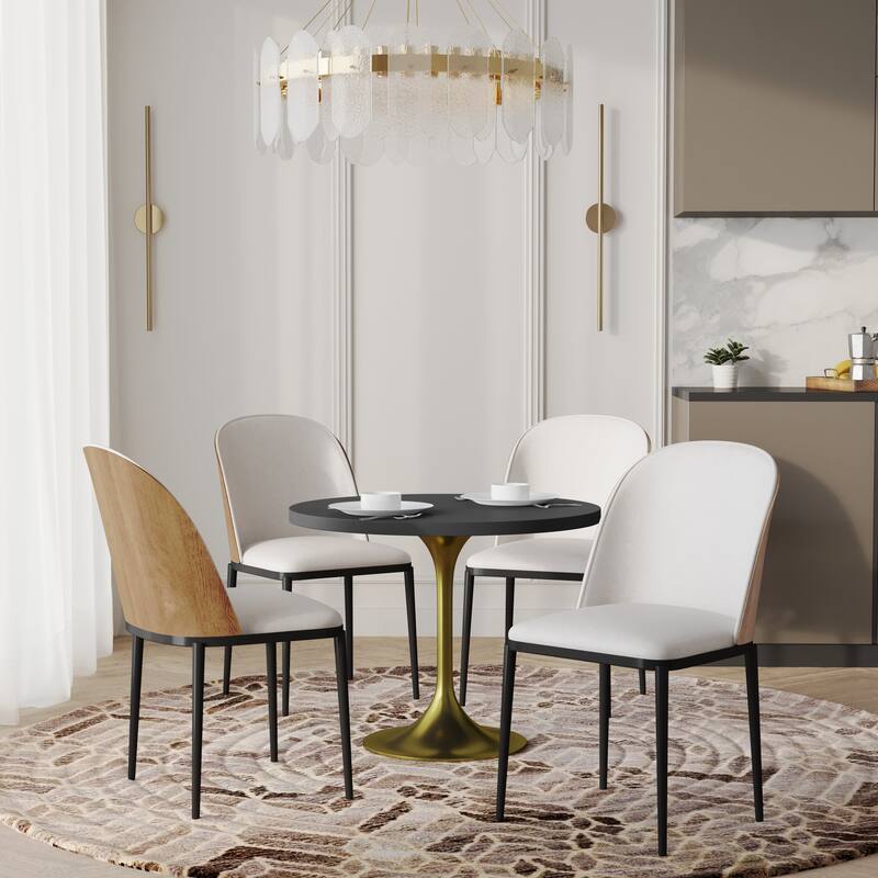 Verve 5-Piece Dining Set 36-Inch Round MDF Tabletop Dining Table and 4 Side Chairs