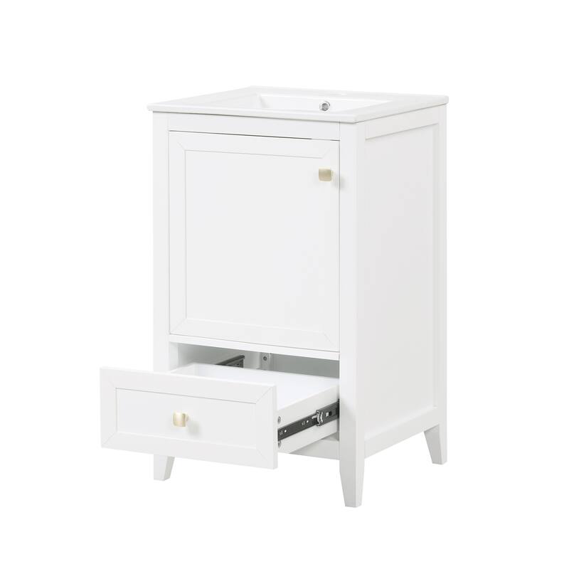 Roomfitters 20" Bathroom Vanity with Sink, Soft-Close Cabinet with Door Rack & Bottom Drawer
