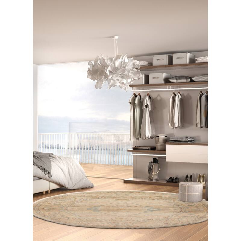 ECARPETGALLERY Hand-knotted Jules Serapi Light Khaki Wool Rug - 6'0 x 6'0