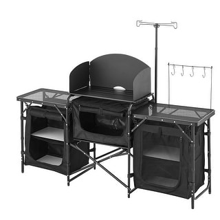 UIMOSO Camping Kitchen Table, Outdoor Camp Cooking Table, Aluminum Portable Cook Station with Storage Cupboard, Carrying Bag - Bed Bath & Beyond - 42931076