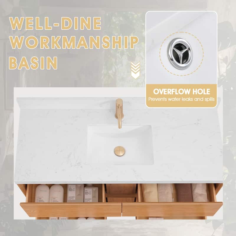 Sylphar 48 in. Toffee Oak Bath Vanity with Undermount Sink, 3 Top Options