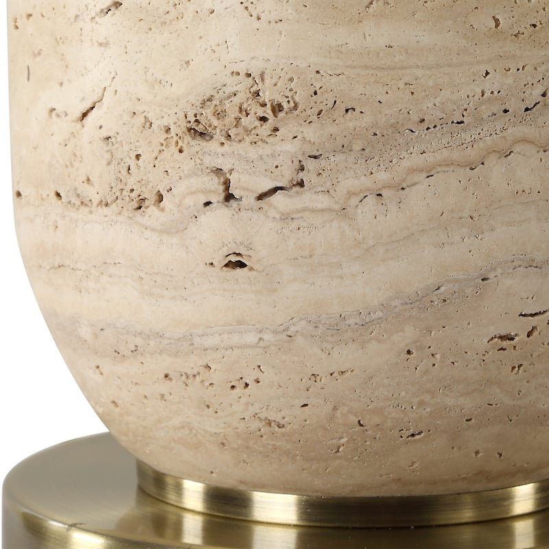 Solid Table Lamp with White Tapered Shade - 35.5" - Brown