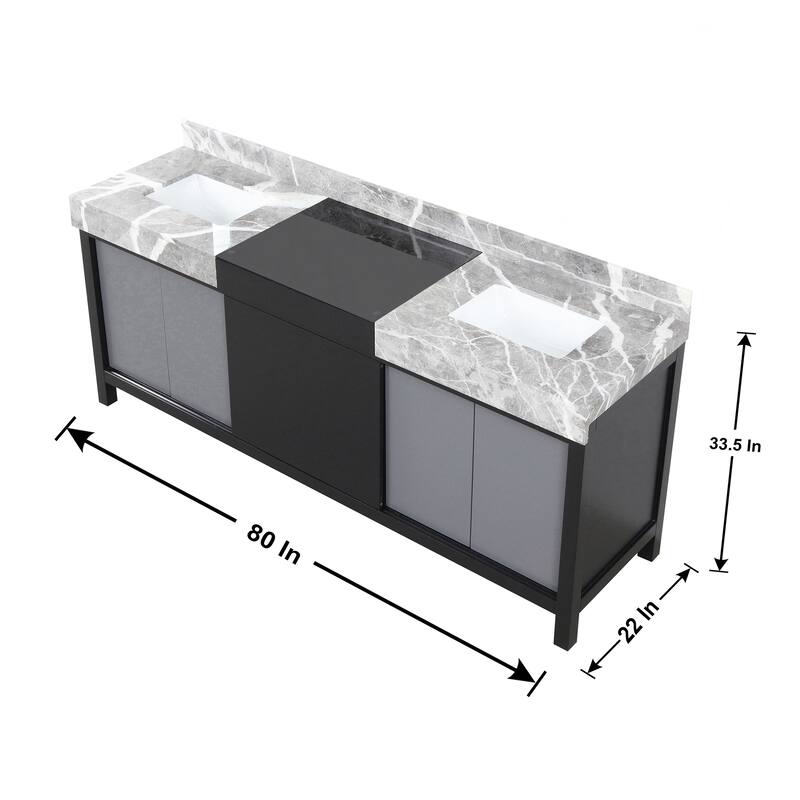 Lexora Zilara Bathroom Vanity in Black and Grey With Contertop