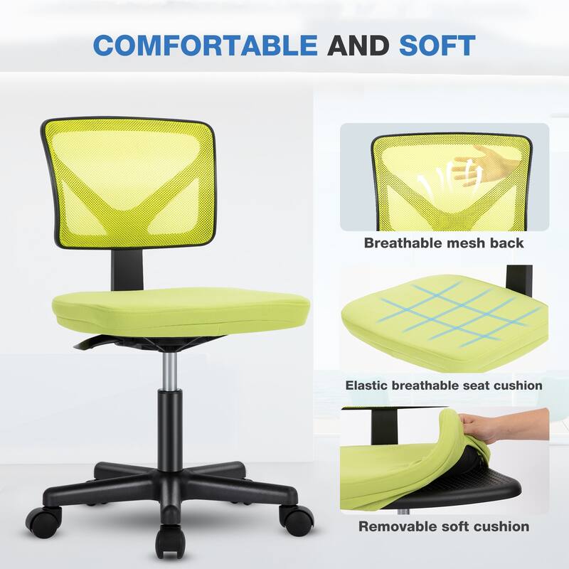 Compact Low Back Swivel Task Chair with Adjustable Height & Wheels