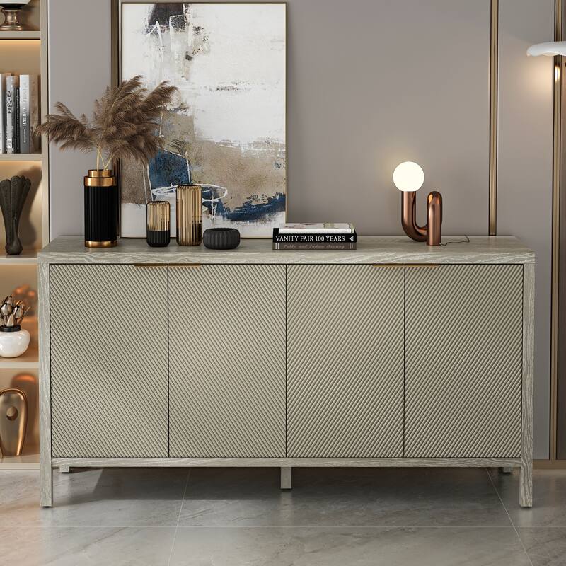 Sideboard Buffet Cabinet with 4 Doors, Console Table with Adjustable Shelves, Storage Cabinet with Wooden Legs