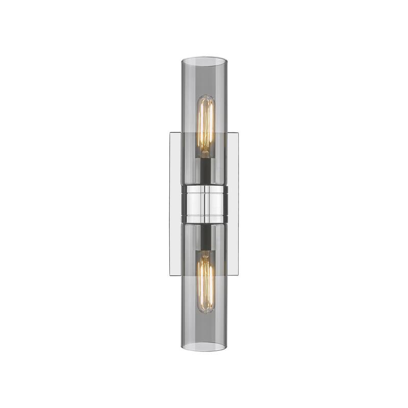 Innovations Lighting Ballston Urban - 2 Light 8" Wall-Mounted Bath Vanity Light - Polished Chrome/Light Smoke