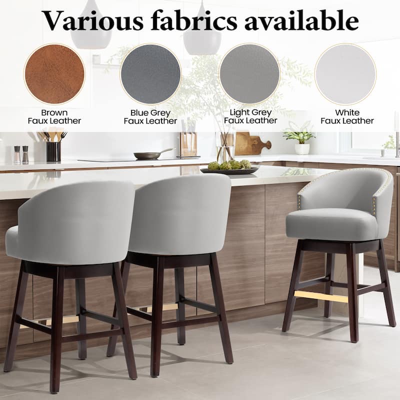 26.4"H Height Solid Wood Swivel Indoor BarStools Set of 2 or 4