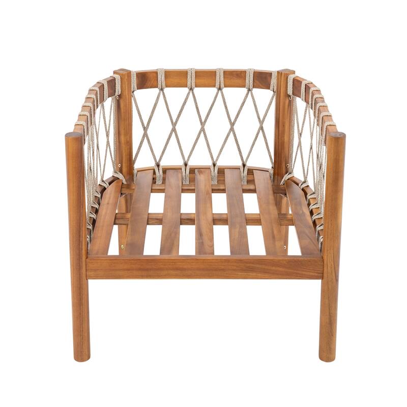 Scott Living Coastal Haven Outdoor Chair Acacia Wood with Beige Cushions