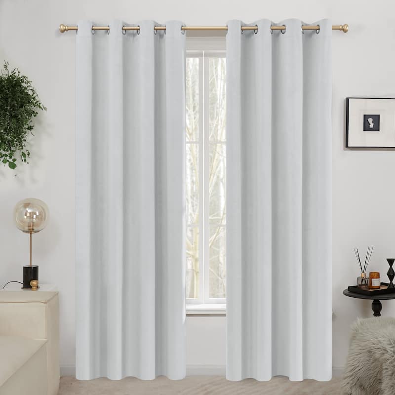 Deconovo Velvet Blackout Curtains, 2 Panels, Thermal Insulated - 52x72 Inch - Light Grey