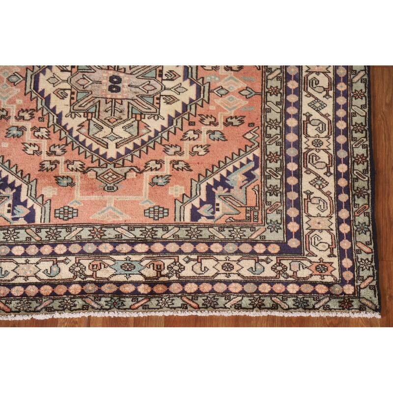Geometric Ardebil Persian Vintage Area Rug Hand-knotted Wool Carpet - 4'9"x 10'0"