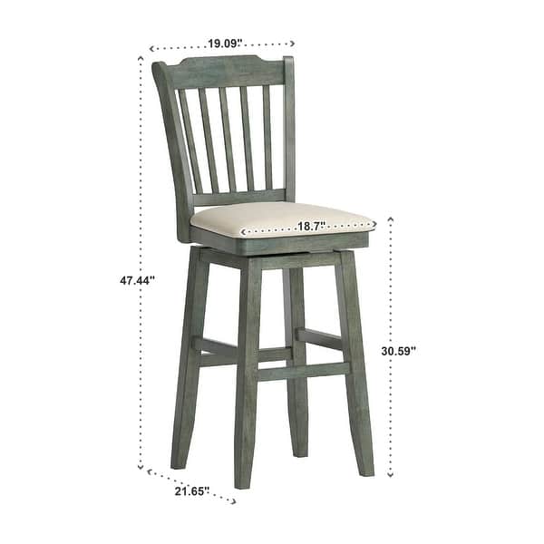 dimension image slide 0 of 2, Eleanor Slat Back Wood Swivel Stool by iNSPIRE Q Classic