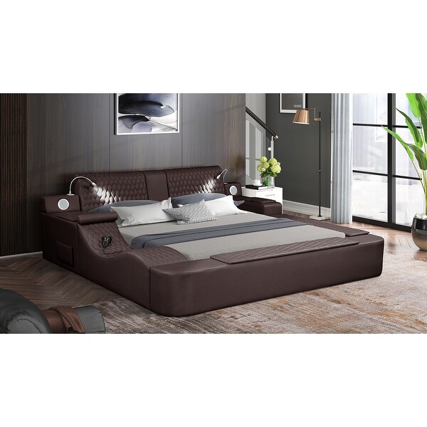 Zoya Modern Style King Bed Made with Wood Built in USB Hookups Remote Controlled Massage On Sale Bed Bath Beyond 37896371