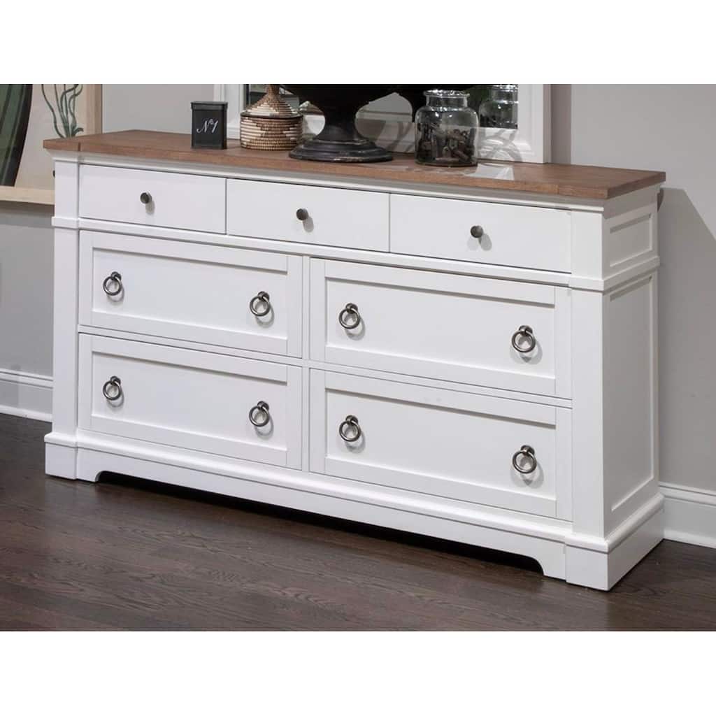 Magnussen Home Kingston Whisper White and Cerused Nutmeg Drawer Dresser