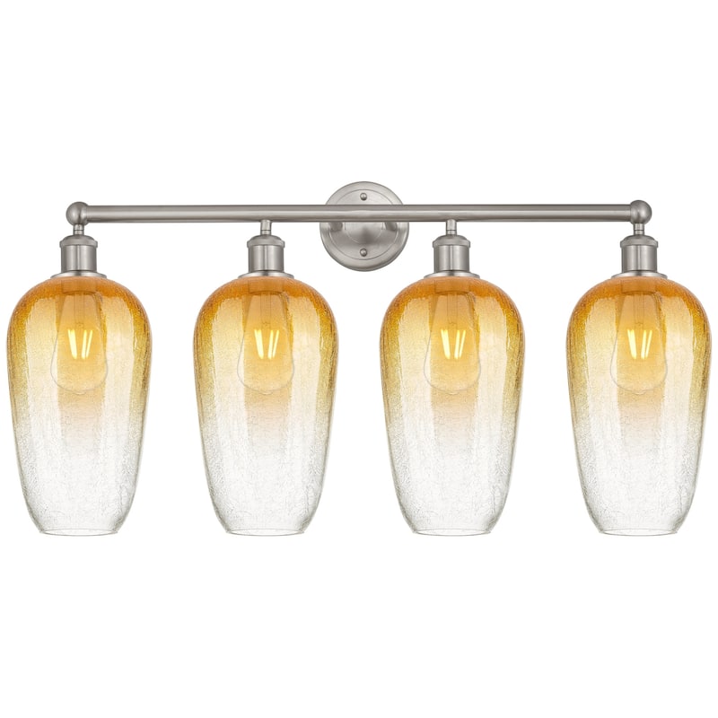 Innovations Lighting 616-4W-18-34 Brookhaven Flute Vanity Brookhaven - Brushed Satin Nickel / Amber