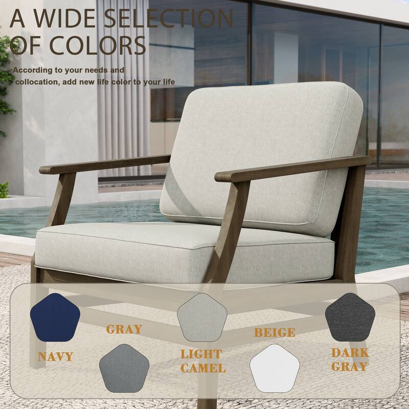 2 Set Patio Teak Wood Outdoor Chair with Cushions