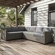 preview thumbnail 6 of 6, Decker Contemporary Wicker Padded Outdoor Sectional Sofa by M&L Co