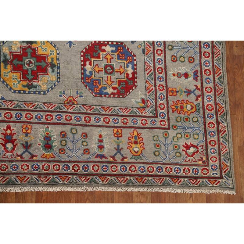 All-Over Gray Kazak Oriental Area Rug Wool Carpet - 8'4" x 11'4"