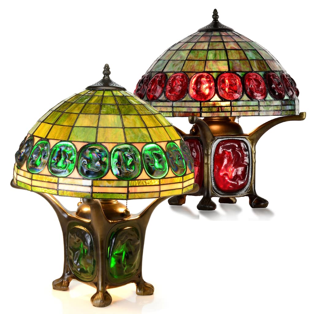 Tiffany-style Mika Turtleback Double-lit Table Lamp (optional colors)