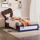 preview thumbnail 2 of 4, Full Size Upholstered Platform Bed with Bear Shaped Headboard, LED Light Strips