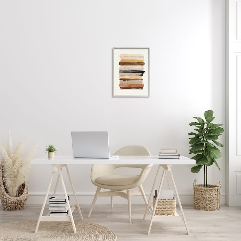 Stupell Modern Color Abstraction Layered Earth Tone Shapes Framed Wall Art - Brown