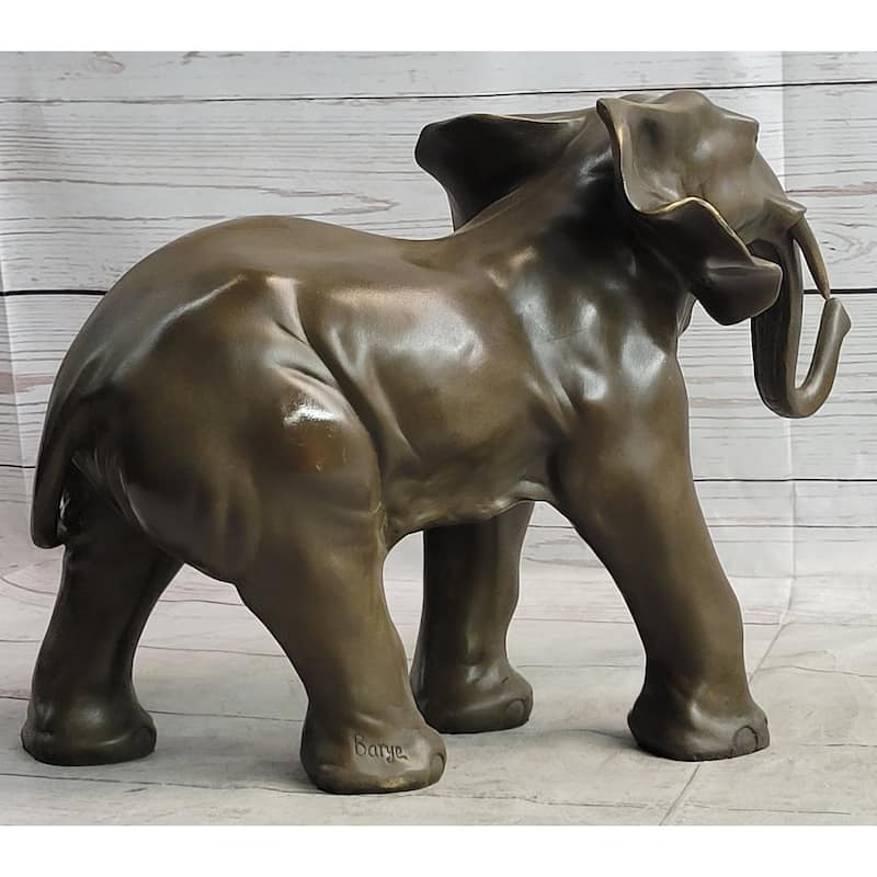 Smooth Imitative Elephant Bronze Metal Figure Sculpture Handmade Art Decor Collectible