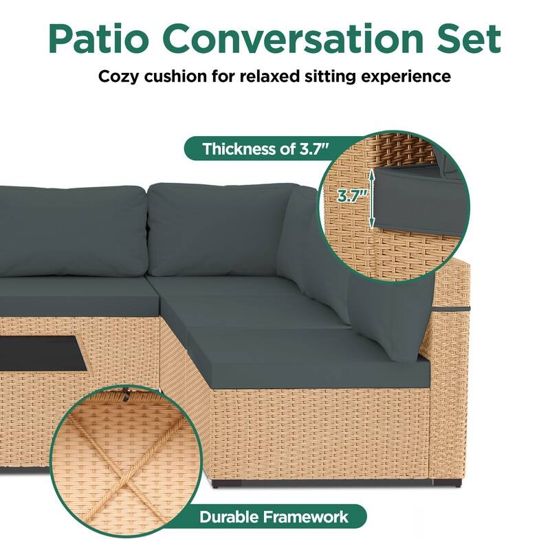 UPHA 7-Piece Wicker Outdoor Seating Group with Cushions