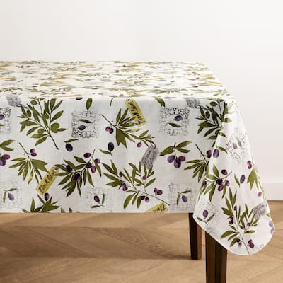 Montalcino Italian Olive Branches Printed Vinyl Indoor/Outdoor Tablecloth