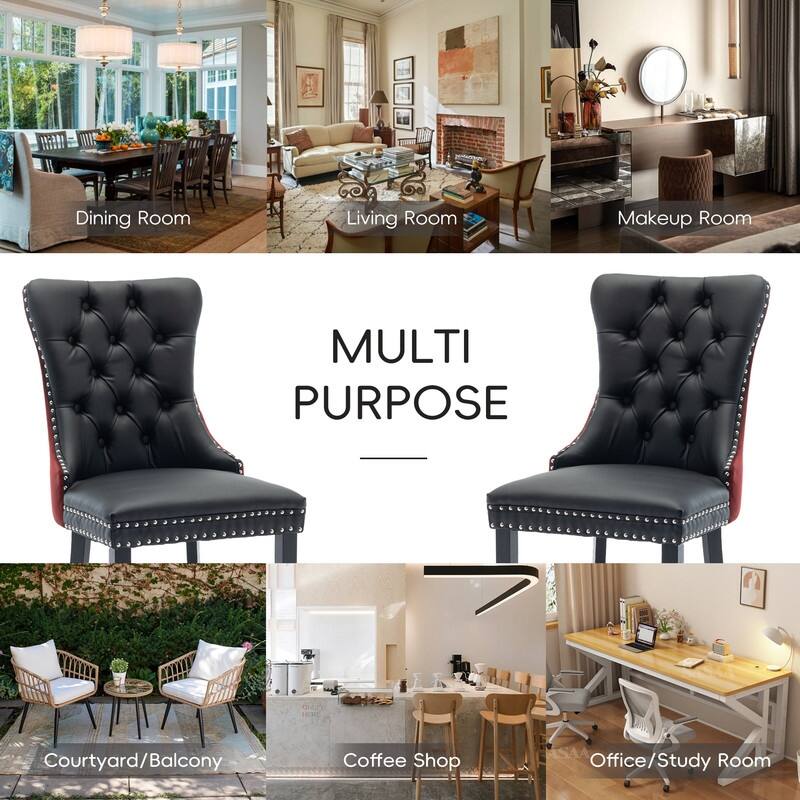 Tufted Naliheads Solid Wood Upholstered Dining Chairs Set of 8