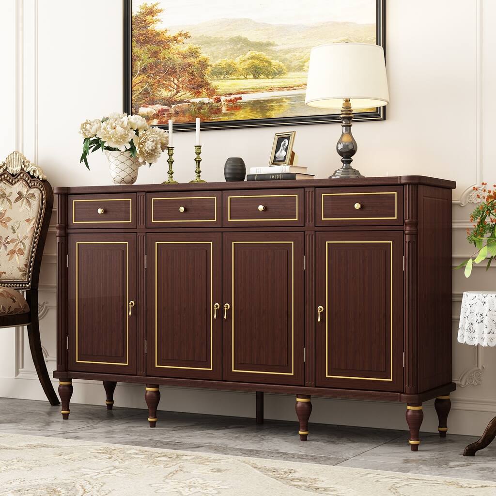 63"W Buffet with Storage Cabinet Drawer Sideboard Dark Brown End Table