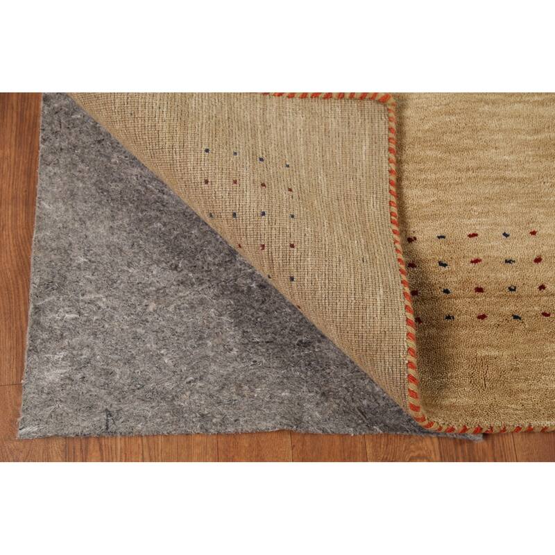 Gold Tribal Gabbeh Indian Area Rug Hand-Knotted Wool Carpet - 4'9"x 6'4"