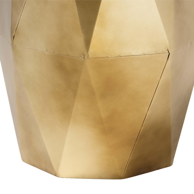 Salman Geometric Bronze Metal Accent Table - Faceted Modern Side Table for Indoor or Semi-Outdoor Use