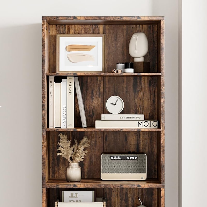 71.4" Tall Bookshelf, 4-Tier Bookcase, Book Shelf, Open Storage Shelf with Doors