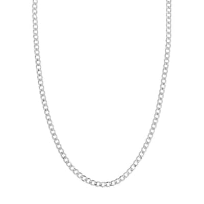 Curata 925 Sterling Silver Rhodium 5.2mm Light Curb Chain Necklace for Men (Lobster)