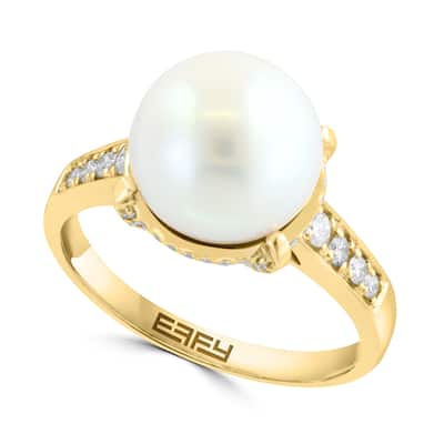EFFY 14K Yellow Gold Diamond and Freshwater Pearl Ring