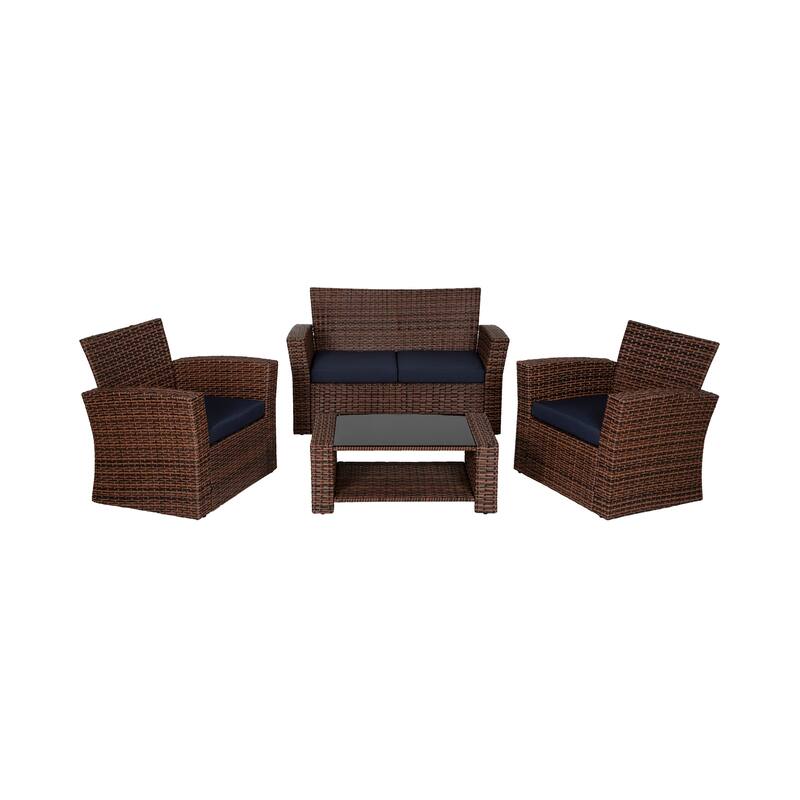 Grandview Outdoor 4-piece Brown Patio Conversation Set with Cushions
