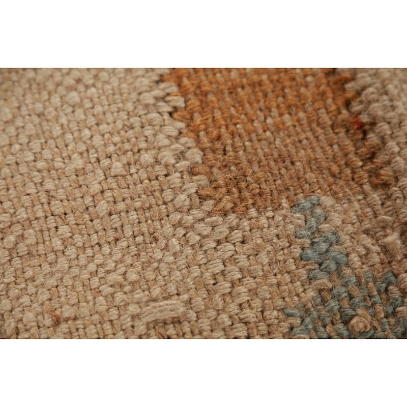 Hand Woven Oriental 100% Jute Carpet Southwestern Modern Beige & Ivories Kilim Area Rug - 12' 6'' X 9' 4''