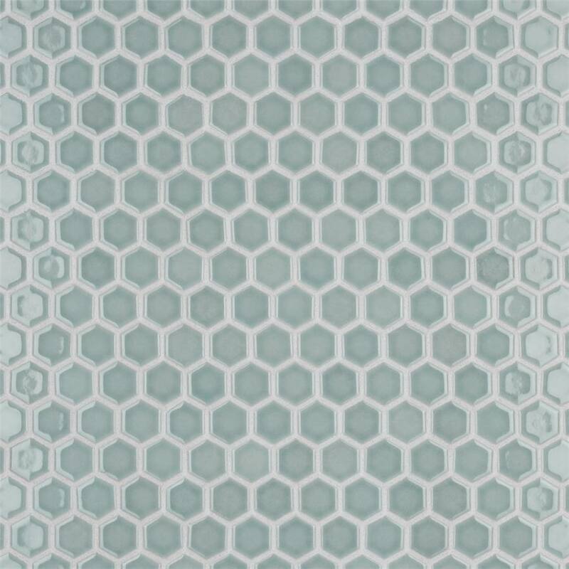Merola Tile Tribeca 1" Hex Glossy Mist 10-1/4" x 11-7/8" Porcelain Floor and Wall Tile