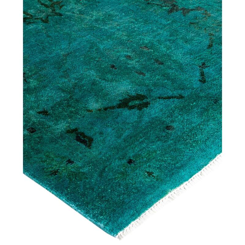 Overdyed One-of-a-Kind Hand-Knotted Area Rug - Green - 2' 7" x 16' 5"