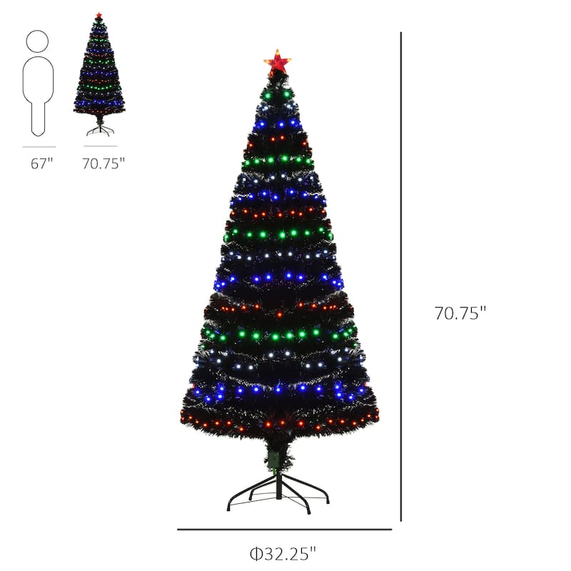 HOMCOM 6 ft. Prelit Artificial Christmas Tree with Stand, Colored Christmas Tree