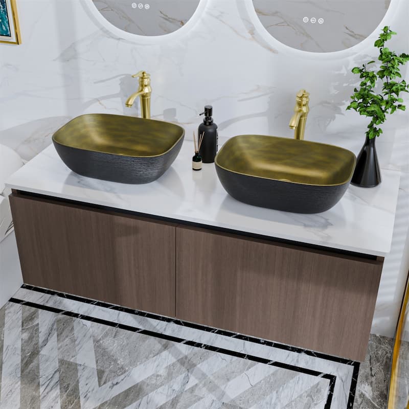 32/40/48 inch Bathroom Vanity with Sink Floating Ceramic Basin Cabinet
