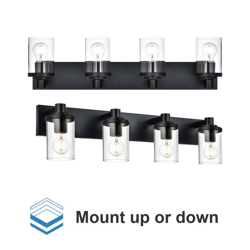 4-Light Vintage Bathroom Vanity Light with Clear Glass Shades