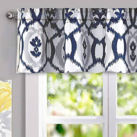 DriftAway Evelyn Ikat fleur/Floral Pattern Window Curtain Valance - 52'' width x 14'' length - 52" width x 14 " length