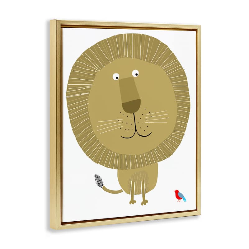 Stupell Friendly Lion & Bird Framed Floater Canvas Wall Art Design By Carla Daly
