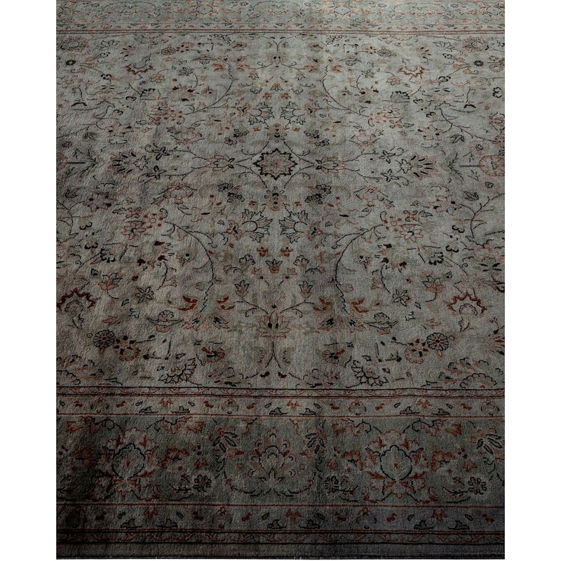 Overton Hand Knotted Wool Vintage Inspired Modern Contemporary Overdyed Gray Area Rug - 6' 3" x 9' 3"