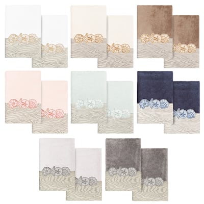 Authentic Hotel and Spa Turkish Cotton Shell Row 2PC Hand Towel Set
