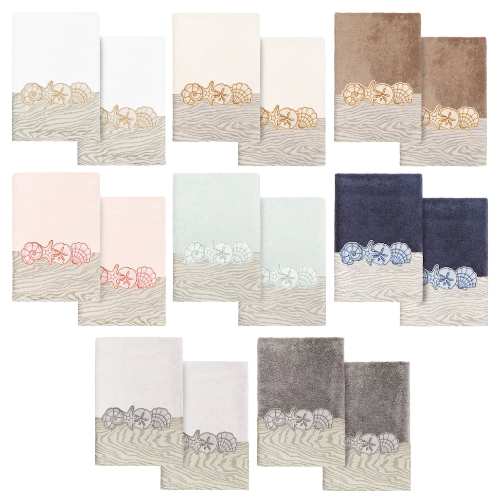 Authentic Hotel and Spa Turkish Cotton Shell Row 2PC Hand Towel Set