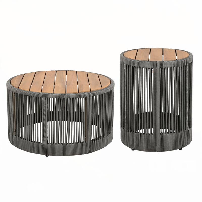 Rustic Industrial Table Set of 2,Home Decor-Rope Grey