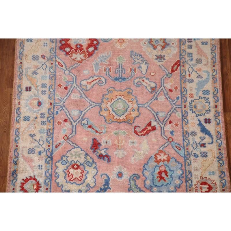 Pink Oushak Oriental Accent Rug Wool Carpet - 4'0"x 5'9"