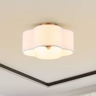 CO-Z 4 Light Clover Semi-Flush Mount Ceiling Light - Gold & White
